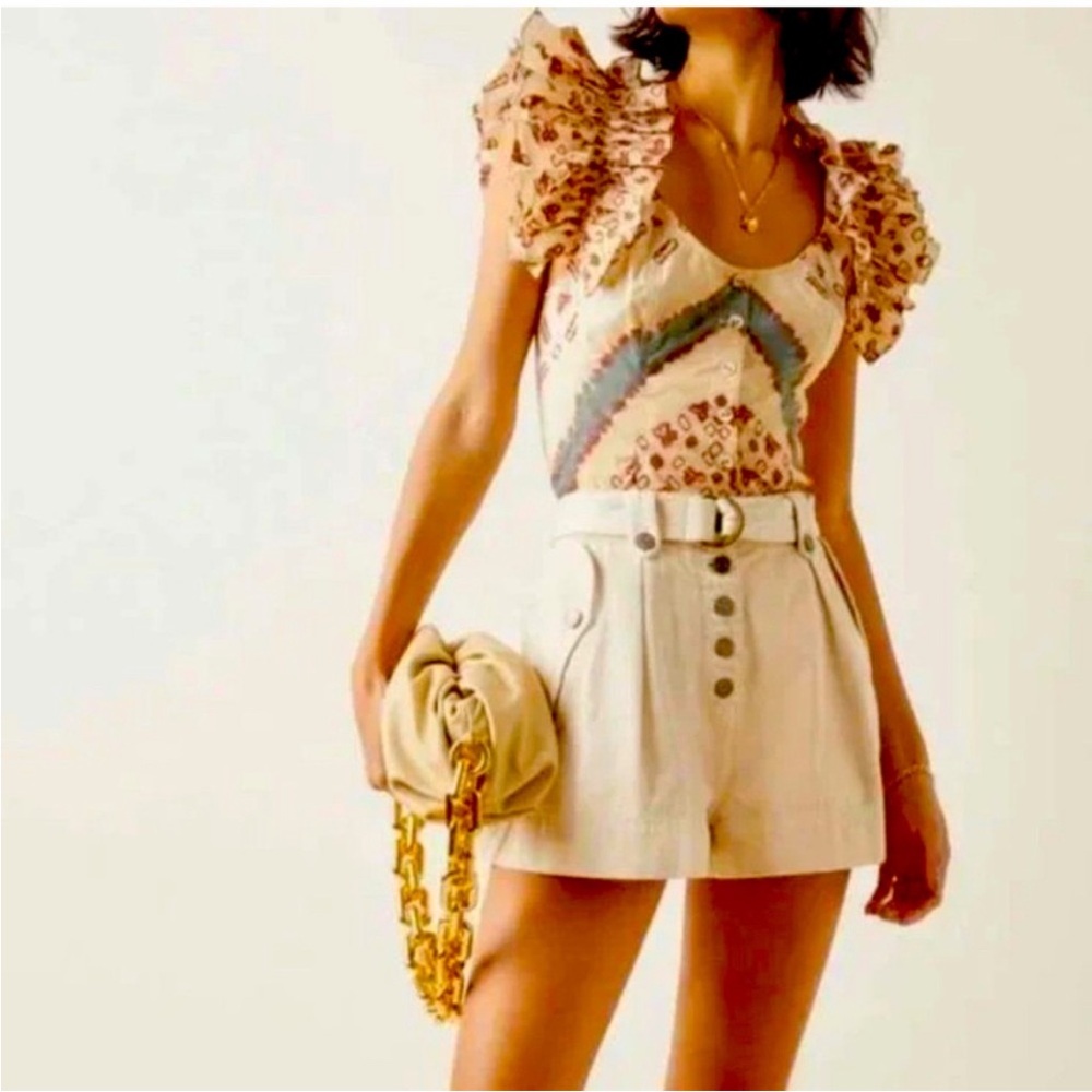 Ulla Johnson Milla Ruffled Button Up Corset Top Boho Western Coachella Size 4 - Picture 5 of 15